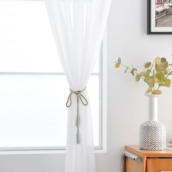 SpaceDresser Sheer Voile Window Treatment Rod Pocket Curtain Panels - Image 6