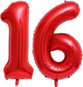 Red 16 Number Balloons, 40 Inch 16 Balloons Foil Mylar Helium Big Red 16 by BBPOOL