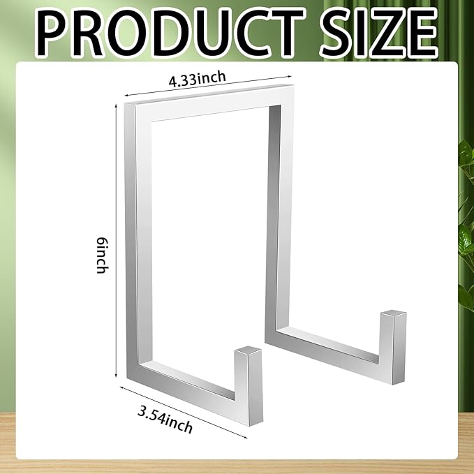 Sweetude 2 Pcs Large Plate Stands for Display Metal Frame Plate Holder Display Stand Decorative Table Top Easels for Picture, Book, Platter, Photo Easel (Silver,6 Inch)