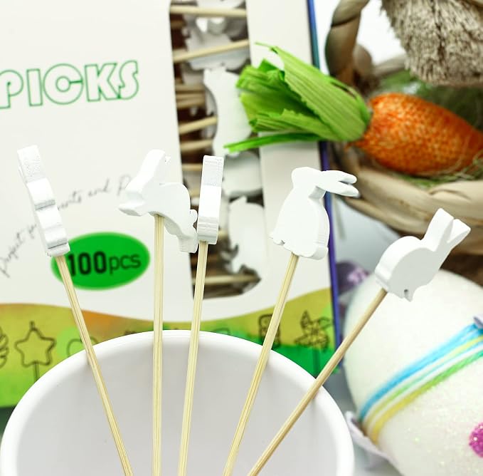 Easter Rabbit Cocktail Picks Fruit Dessert Sticks Sandwich Food Toothpicks - Image 5