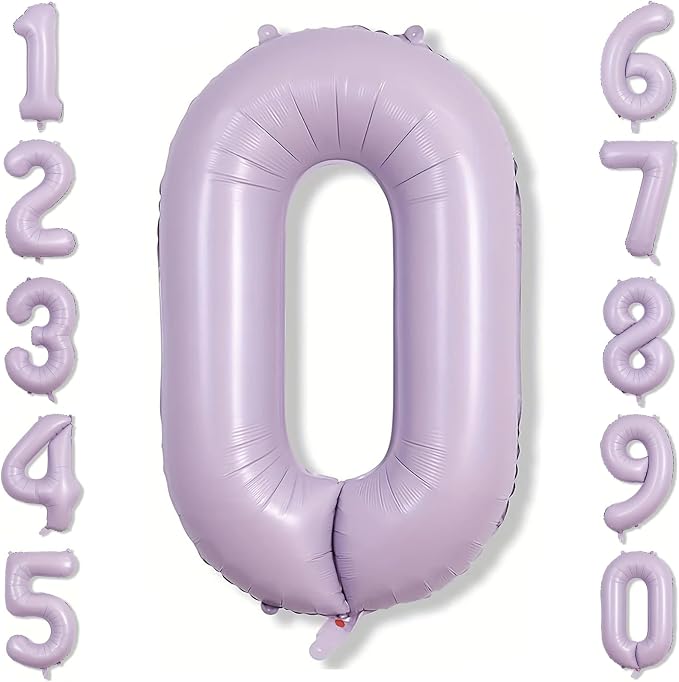Cream Purple Number 0 Balloon 40 Inch, Foil Numeral by Unknown