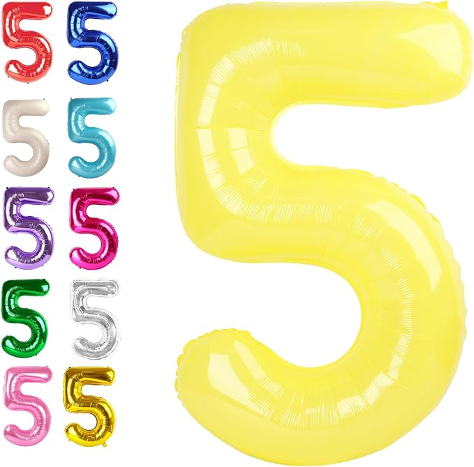 Yellow Number 5 Balloon 40 inch, Balloon numbers party supplies, deco photo by Upgesy