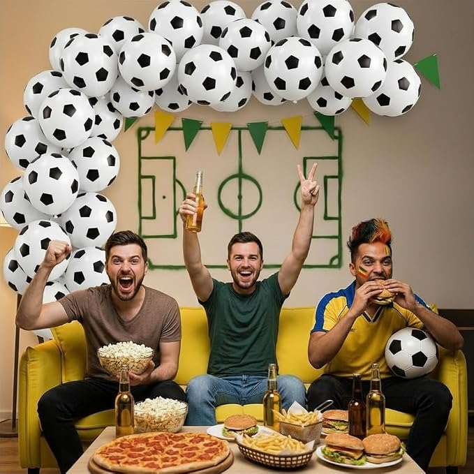 Black White Soccer Ball Balloons, 12 Inch Soccer Printed Balloon - Image 4