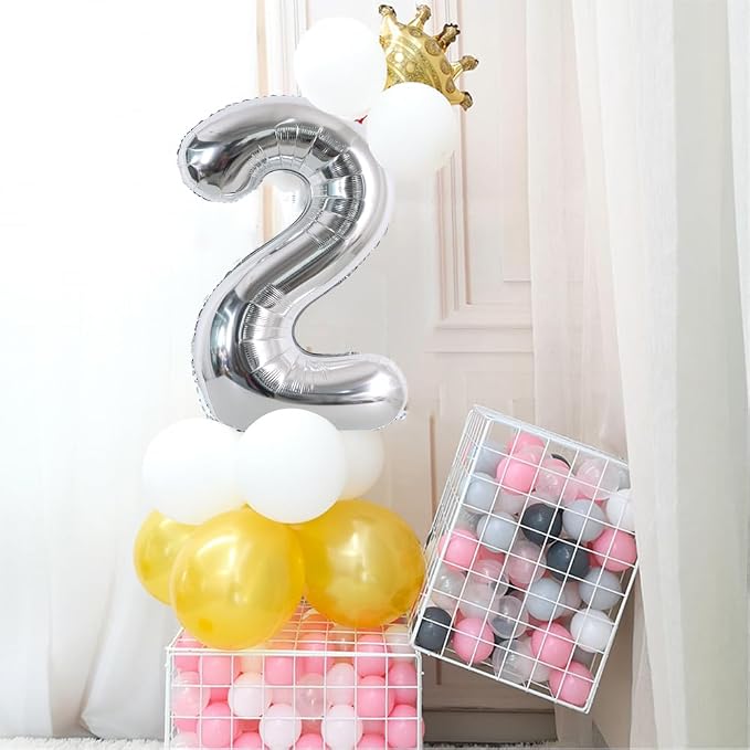 TONIFUL 40 Inch Silver Number 4 Balloon Large Foil 4th Birthday Decorations | - Image 4