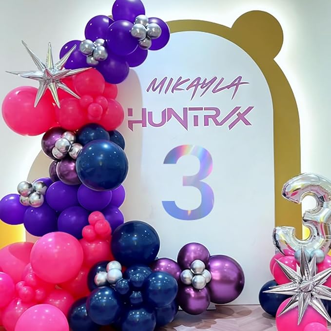 Hot Pink Purple Dark Blue Balloon Arch Kit, Kpop Music Hunter Balloons | 147Pcs - Image 5