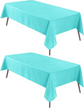 Hiasan 2 Pieces Solid Square Tablecloth - Waterproof and Spillproof Washable Polyester Fabric Table Cloth for Kitchen and Dining Room, Aqua, 70 x 70 Inch