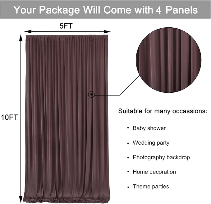 20ft x 10ft Wrinkle Free Brown Backdrop Curtains - Image 6