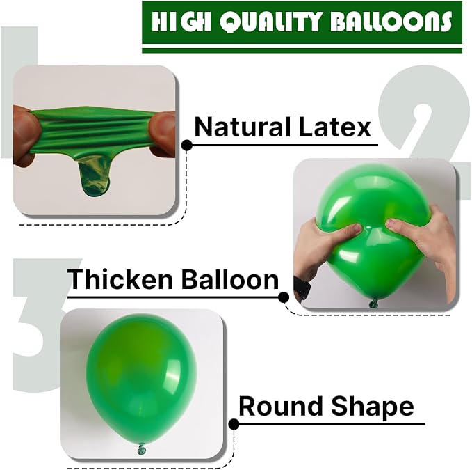 PartyWoo Green Balloons 100pcs Balloons Green Latex Helium 5 Inch | Birthday - Image 6