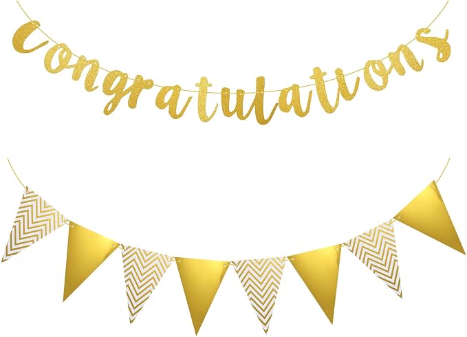 2pcs Congratulations Banner, Ymapinc Gold Congratulations Decorations by Unknown