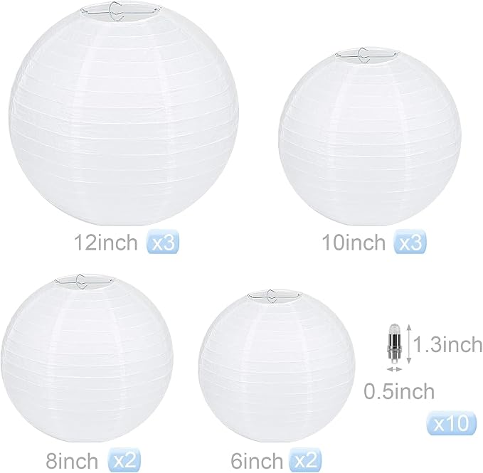 LIHAO 10PCS White Paper Lanterns - Image 2