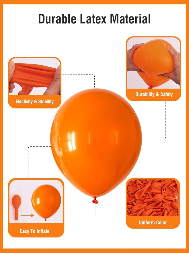 Orange Balloons 125 Pcs Different Sizes 18 12 10 5 Inch Orange Latex Balloon - Image 4