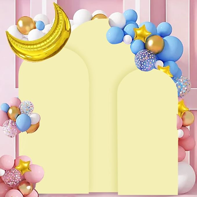 FANPROMS Wedding Arch Cover Set 5FT 6FT 7FT Yellow Spandex Arch Covers Stretchy - Image 7