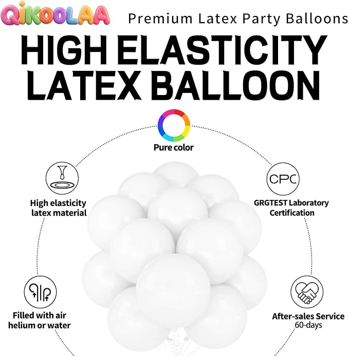 32Pcs White Big Balloons 18 Inch, Round Large Latex Party Balloons - Image 2