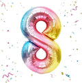 40 Inch Giant Rainbow Number 8 Balloons, Birthday Balloons, Helium Mylar Foil by Unknown