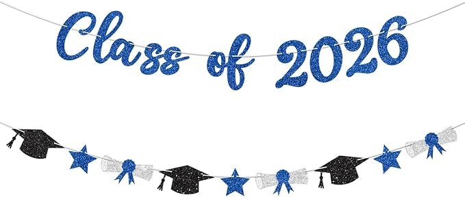 Class of 2026 Banner Blue Graduation Decorations Prestrung 2026 Graduation by Blopee
