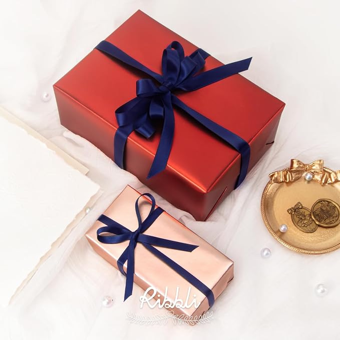 Ribbli Navy Blue Satin Ribbon, Double Faced Satin 1/4 inch x Continuous 50 Yards - Image 3
