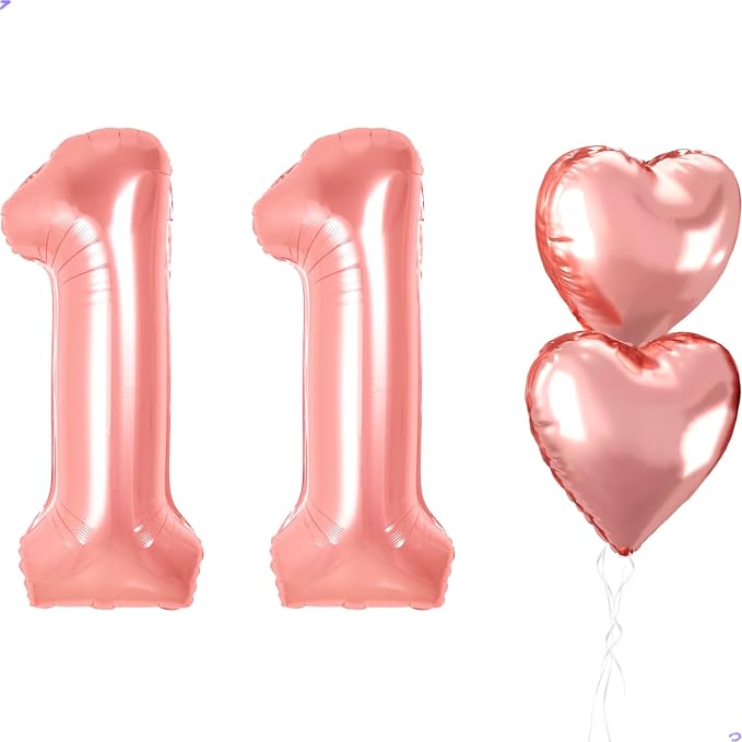 Rose Gold 11th Birthday Decorations, 40 inch Large 11 Balloon Numbers by Unknown