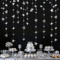 Glitter Silver Four-Angle Star Paper Garland Banner Décor 40 Feet Twinkle by Yilzo
