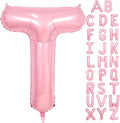 Pink Letter T Balloons, 40 Inch T Letter Balloon Light Pink, A to Z Alphabet by Adorely
