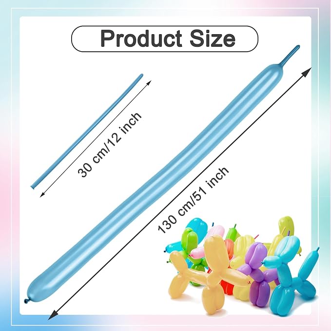 Party Balloons - Pearl Light Blue 260 Long Balloons - Image 5