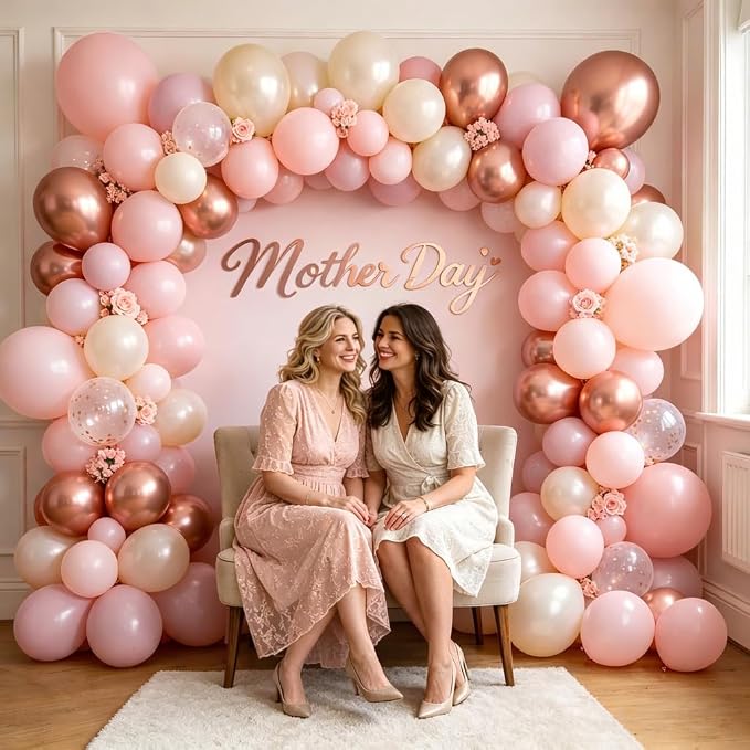 Dusty Pink Balloons, Blush Pink Metallic Rose Gold Double Stuffed Pearl White - Image 2