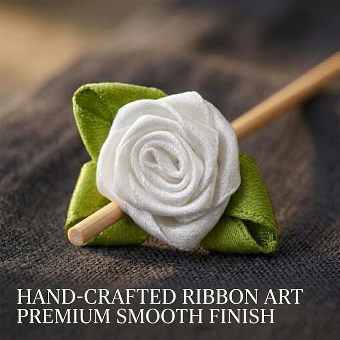 100PCS 4.7" Flower Cocktail Picks, Ribbon Rose Toothpicks Appetizer Skewers | - Image 6
