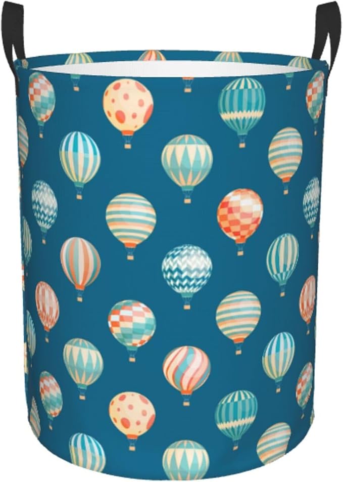 Cute Hot Air Balloons Round Laundry Hamper Storage Basket Toys Clothes by Gbuzozie