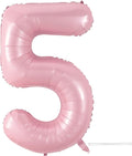 Light Pink 5 Balloon, 40 Inch Large Pastel Pink Foil Helium Number Balloons 0-9 by KYGNE