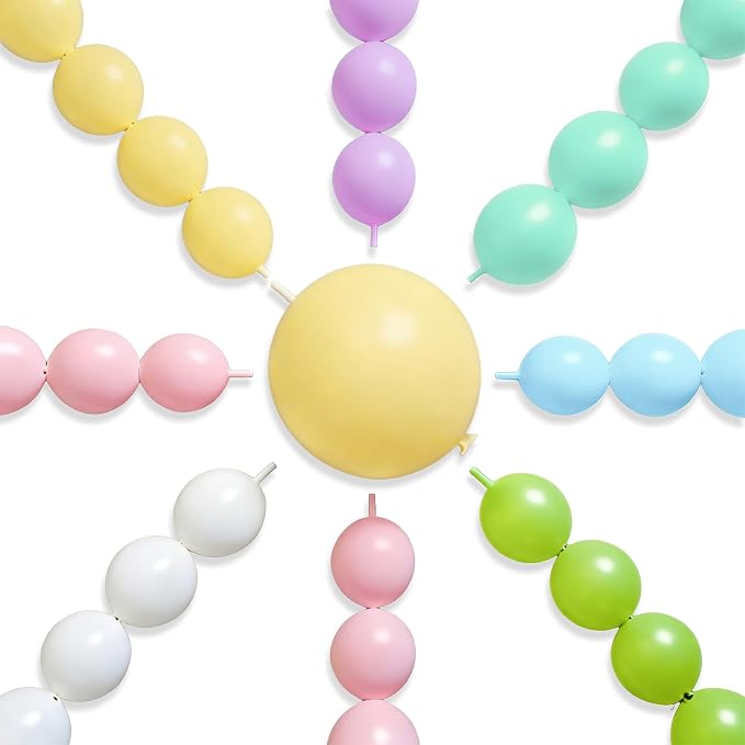 PartyWoo Pastel Linking Balloons 100pcs 6 Inch Rainbow Link Balloons | by PartyWoo