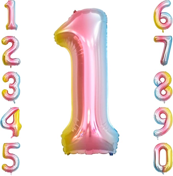 Rainbow Ombre Number 1 Balloon 40 Inch, Pastel Foil by Unknown