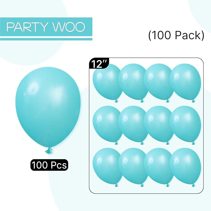 PartyWoo Teal Balloons 100pcs 12 Inch Turquoise Dark Teal Latex Balloons - Image 6