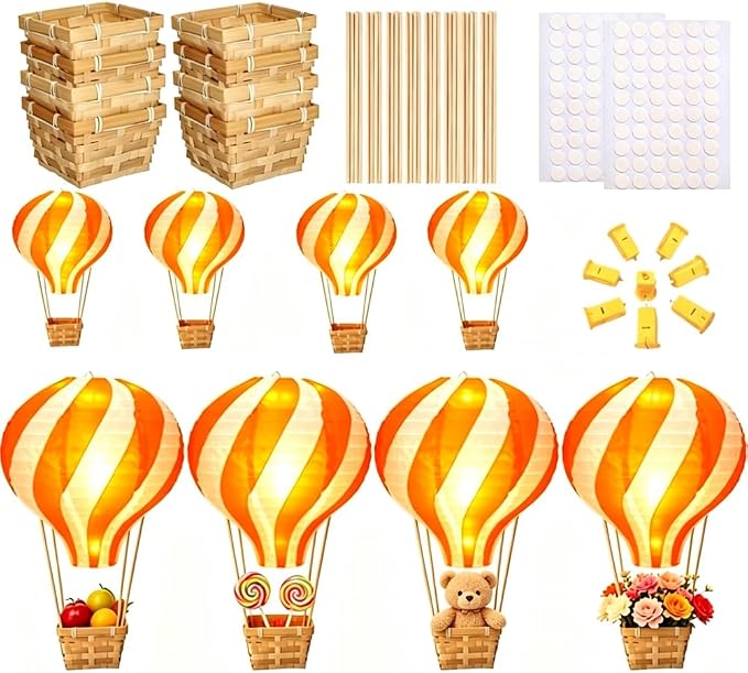 Palmhill 8 Sets 11.8" Hot Air Balloon Decorations Lanterns by Palmhill