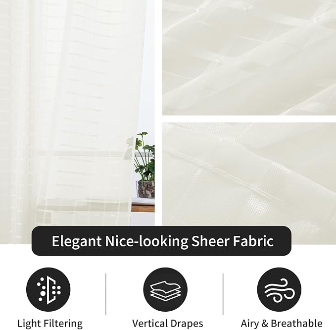 SpaceDresser Check Sheer Curtains 45 Inches Long - Image 4