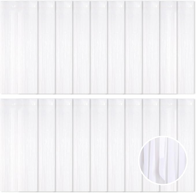 20 Pack White Foil Fringe Curtains 3.2ft x 8.2ft Fringe Backdrop Curtain by Ohiyoo