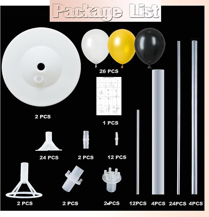 HIINS 10" Black Gold Balloon Column Kit Set of 2 - Image 2