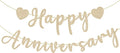 Happy Anniversary Banner, Pre-Strung Gold Glitter Wedding Anniversary by SerpizePaty
