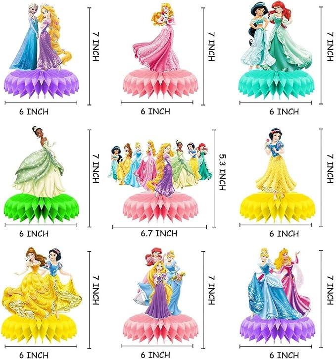 For Disne Princess Birthday Party Supplies, Double Sided Table Decorations - Image 2