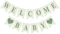 Hahafelt 1 Pcs Sage Green Gingham Welcome Baby Banner by Hahafelt
