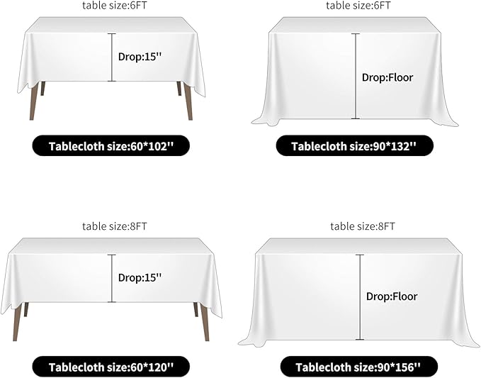 Ascoza 2pack 60x120 Inch Hunter Rectangular Tablecloth 6 Feet Table Cloth in Polyester Fabric for Wedding/Banquet/Restaurant/Parties