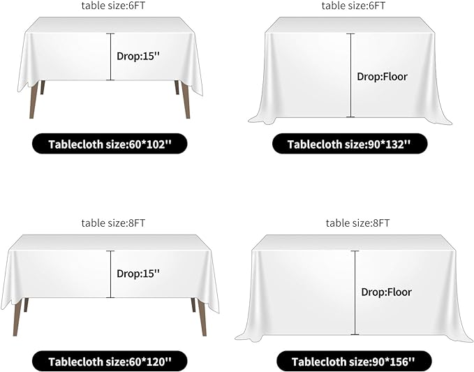 Ascoza 2pack 90x156 Inch Gold Rectangular Tablecloth 8 Feet Table Cloth in Polyester Fabric for Wedding/Banquet/Restaurant/Parties