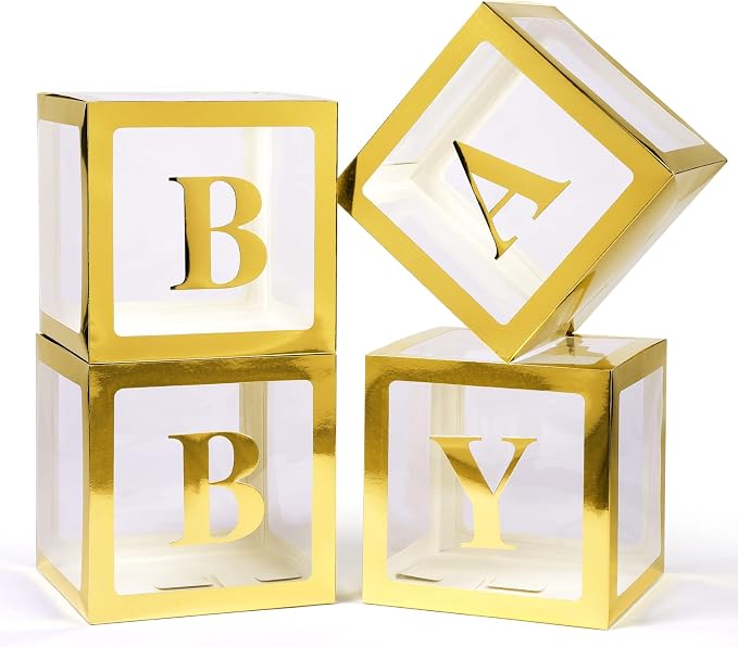 Voircoloria Baby Boxes with Letters, 4 Transparent Balloon Boxes | by Voircoloria