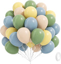60pcs 12inch Sage Green Dusty Blue Pastel Yellow Balloons, Nude Blue and Green by Leraqertra