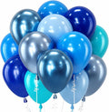Blue Balloon Set, 12 Inch Metallic Chrome Light Royal Baby Dark Sky Matte by KAINSY