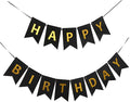 Happy Birthday Banner Black Shiny Gold Letters by BIEUFBJI