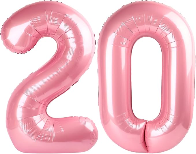 20 Balloons Number for 20th Birthday Decorations Women Men, Pearl Pink | 40In by Mluchee