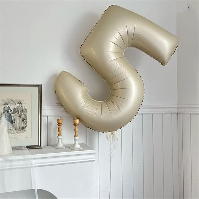 Beige 50 Birthday Balloon Numbers, 40 Inch Large Cream Foil Number 5 and 0 - Image 4
