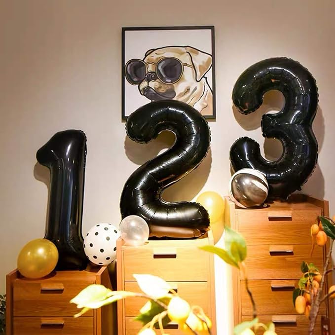 Jonhamwelbor 20 Number Balloons Black Big Giant Jumbo Big Large 20 Foil Mylar - Image 4