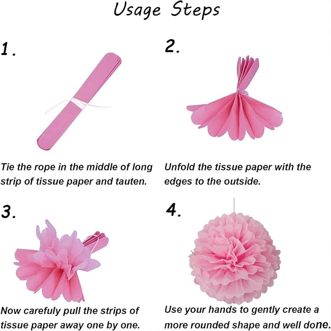 Hot Pink and Pink Hanging Tissue Paper Pom Poms - Image 5