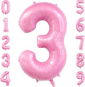 Pastel Pink 3 Balloon Number, 40 Inch Light Pink 3 Balloons Large Helium Foil by BBPOOL