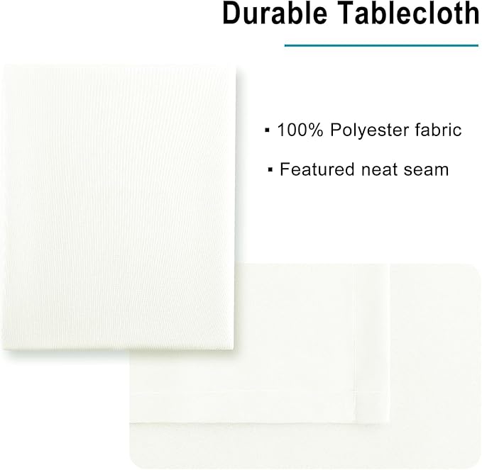 Hiasan Ivory Tablecloth for Rectangle Tables - Waterproof and Spillproof Washable Fabric Table Cloth for Dining Room Kitchen, 54 x 80 Inch